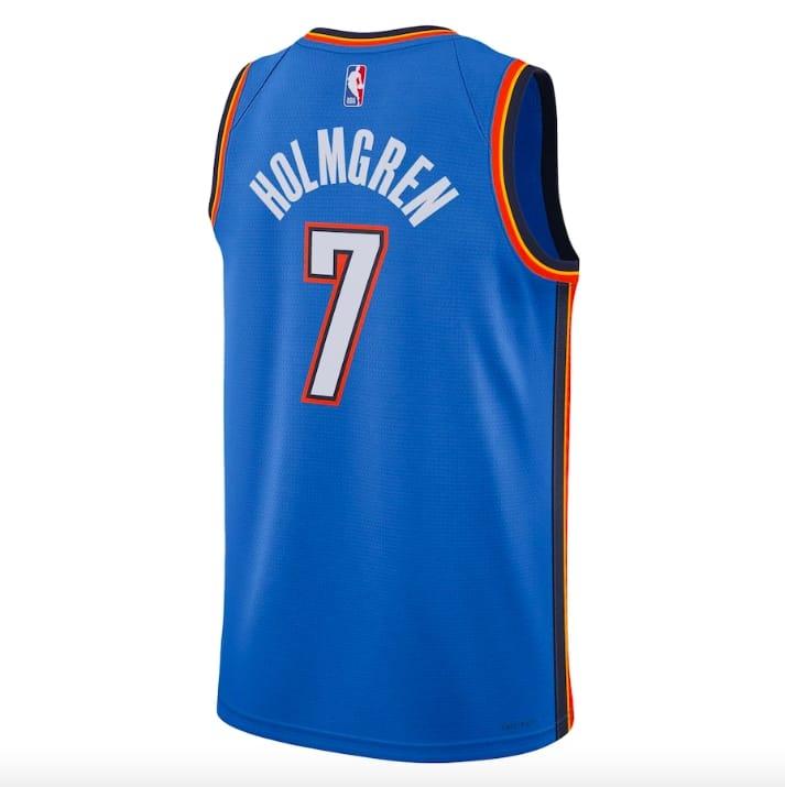 Баскетбольная джерси 2022 NBA Draft First Round Pick Oklahoma City Thunder #7 Chet Holmgren Swingman Icon Blue Jersey