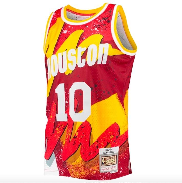 Баскетбольная джерси 1993-94 Houston Rockets #10 Sam Cassell Mitchell & Ness Hyper Hoops Red Jersey