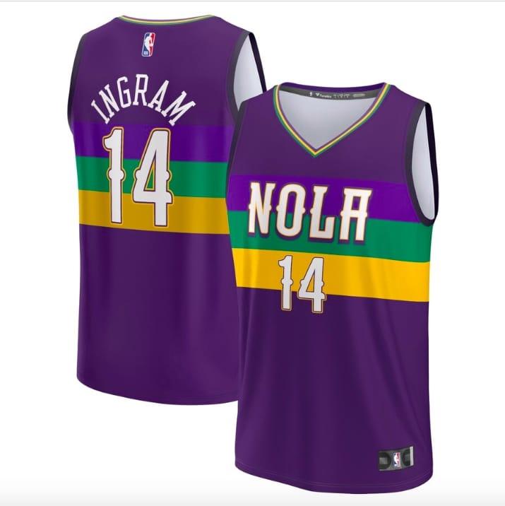 Баскетбольная джерси 2022-23 New Orleans Pelicans #14 Brandon Ingram Fastbreak City Purple Jersey