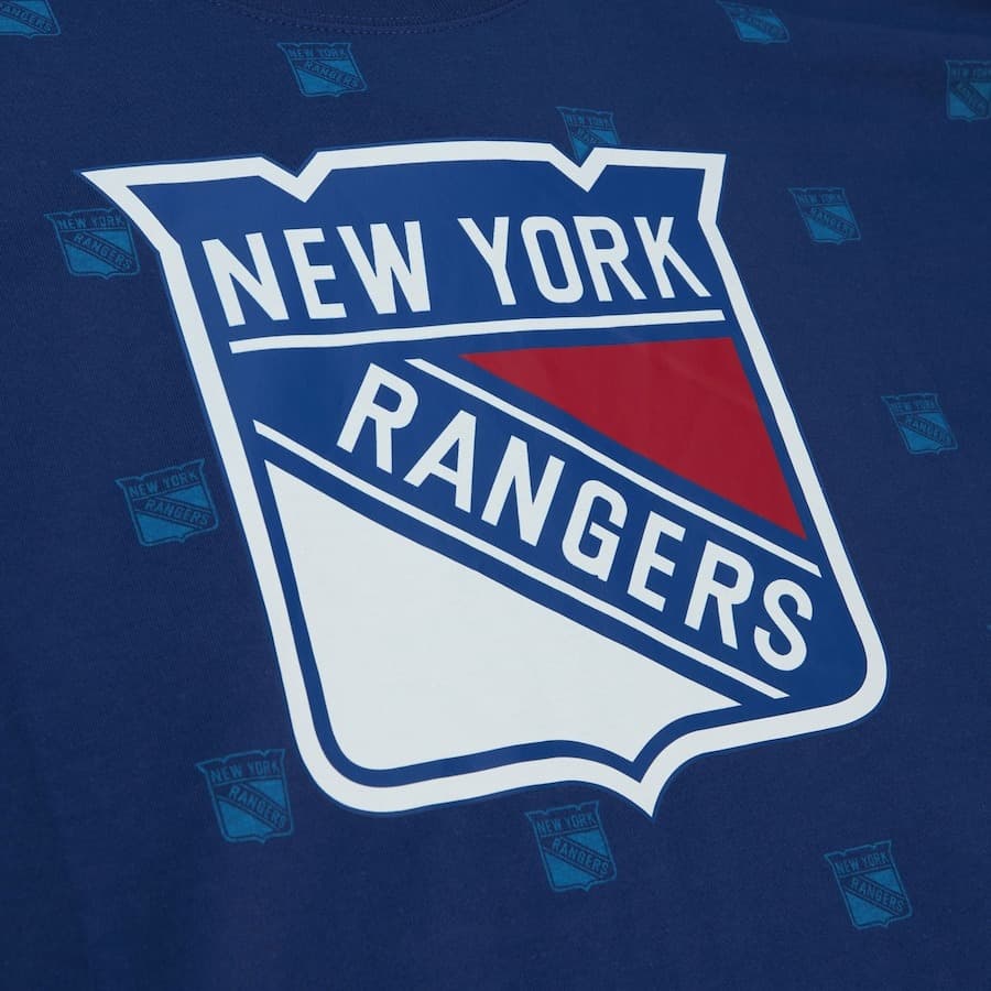 Футболка Mitchell & Ness Blue New York Rangers Allover Print T-Shirt