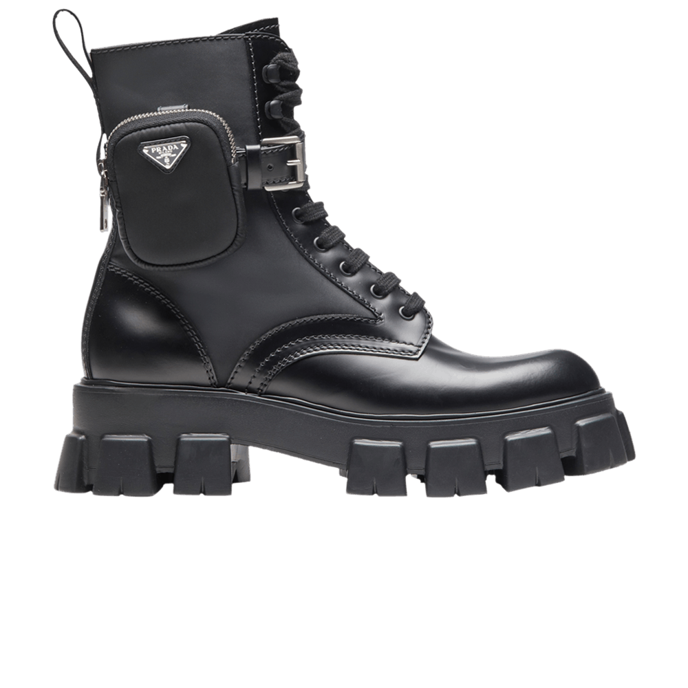 Кроссовки Prada Monolith Brushed Leather and Nylon Boot 'Black'