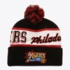 Mitchell-Ness-Black-Philadelphia-76ers-Hardwood-Classics-Block-Sweep-Cuffed-Knit-Hat-with-Pom-100x100