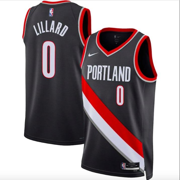 Баскетбольная джерси 2022-23 Portland Trail Blazers #0 Damian Lillard Swingman Icon Black Jersey