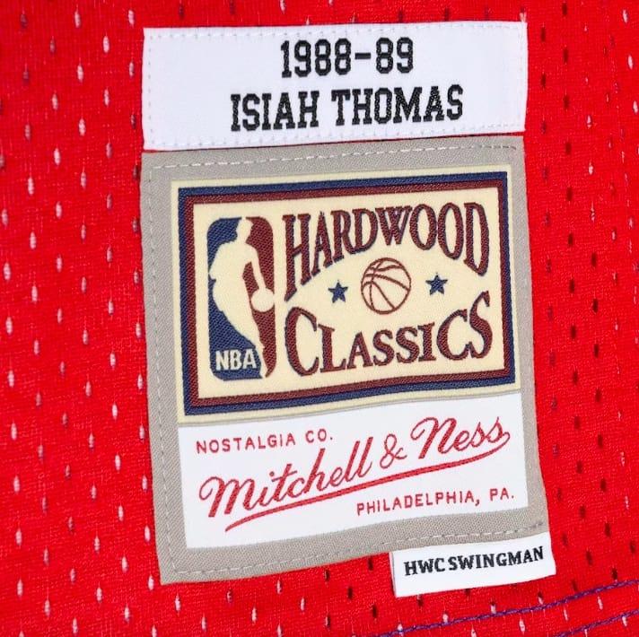Баскетбольная джерси 1988-89 Detroit Pistons #11 Isiah Thomas Mitchell & Ness Split Blue/Red Jersey