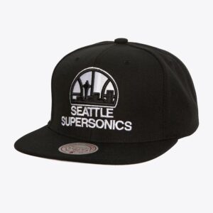 Mitchell-Ness-Black-White-Seattle-Supersonics-Hardwood-Classics-Evergreen-OG-Snapback-Hat-300x300