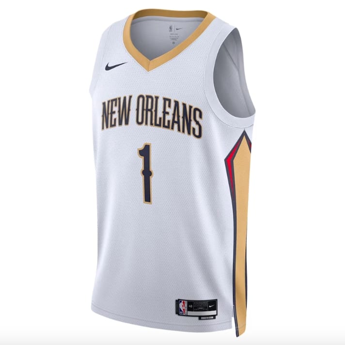 Баскетбольная джерси 2022-23 New Orleans Pelicans #1 Zion Williamson Swingman Association White Jersey