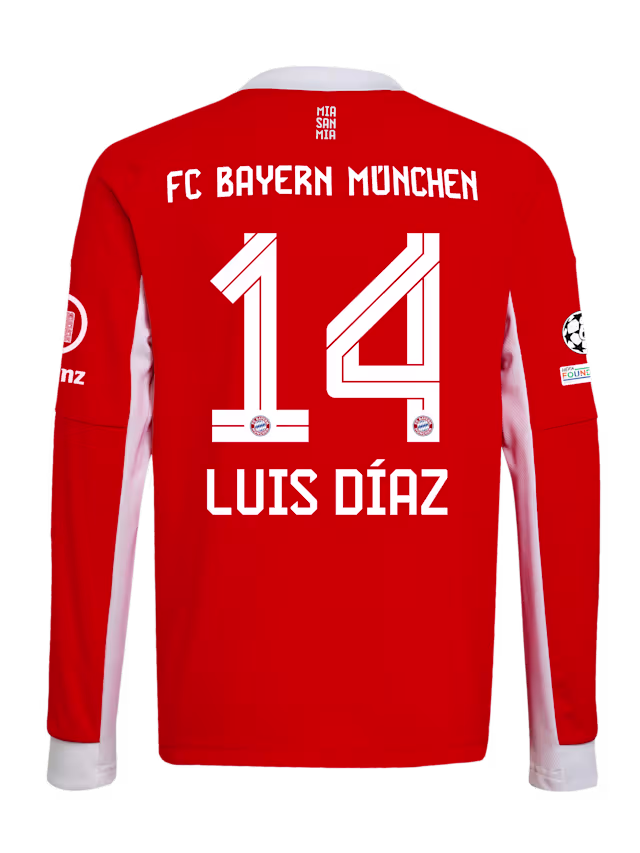 Футбольный лонгслив FC Bayern Munich Home Jersey 25-26 LUIS DÍAZ 14