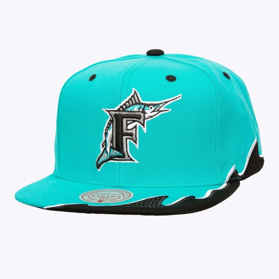 Бейсболка Mitchell & Ness Teal Florida Marlins Cooperstown Collection Rising Tide OG Snapback Hat