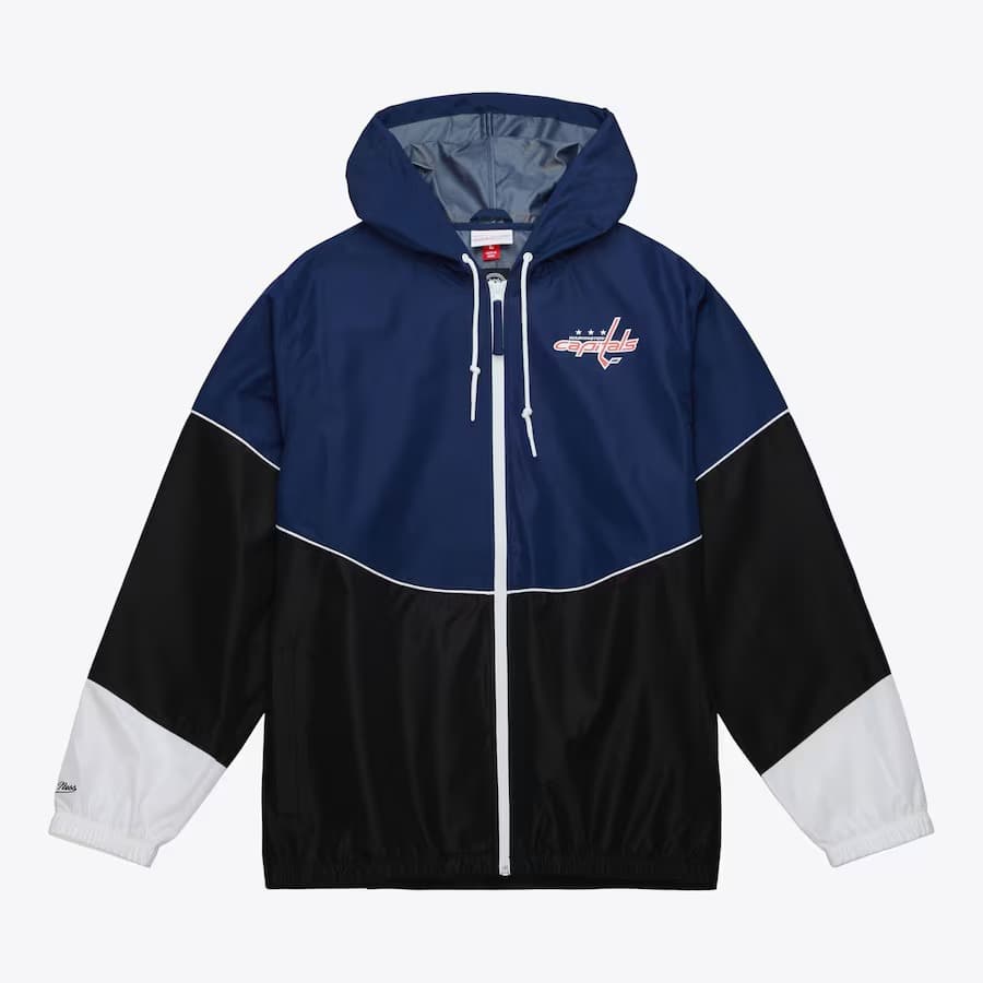 Ветровка с капюшоном Mitchell & Ness Black Washington Capitals Home Team Lightweight Full-Zip Windbreaker Jacket