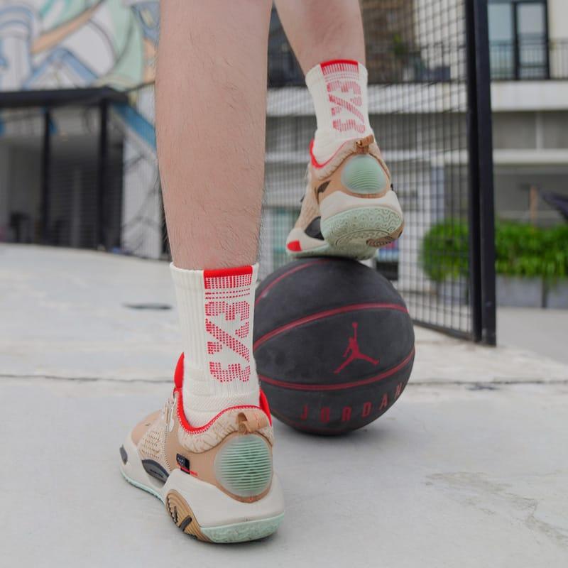 Ehot-3X3-Beige-Red-Quarter-Socks