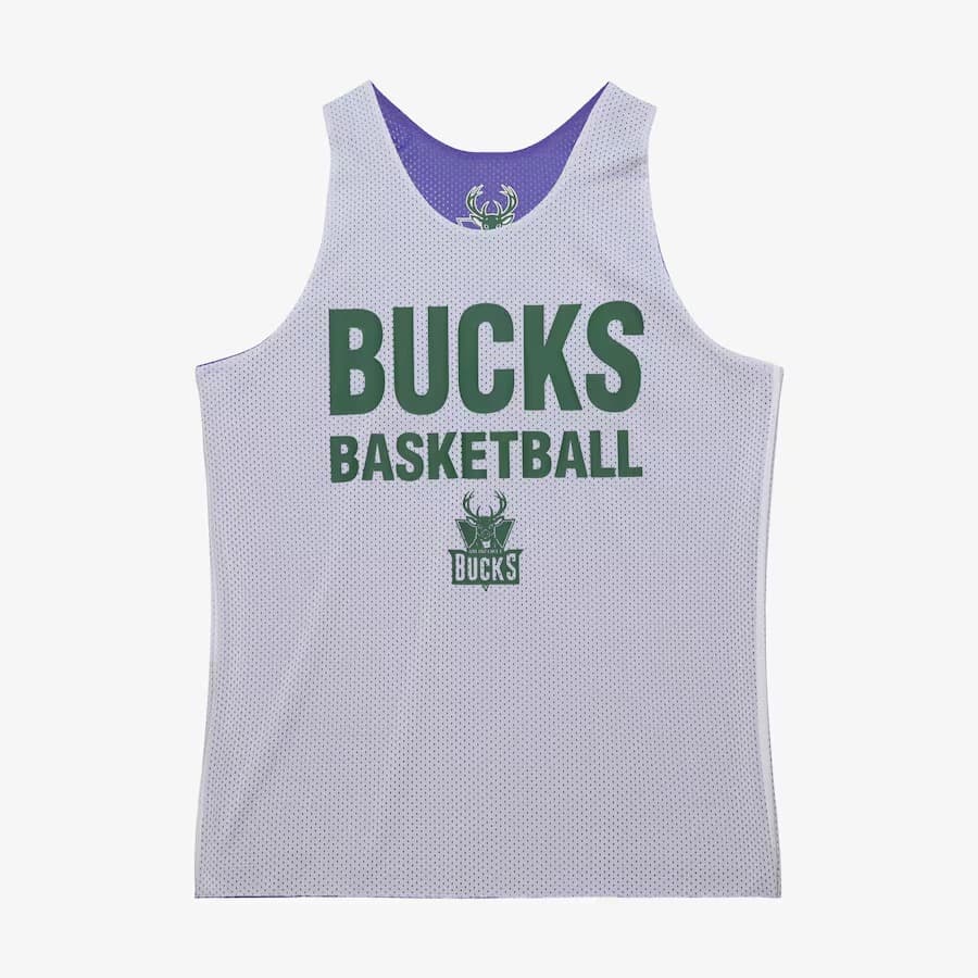 Майка Mitchell & Ness Purple Milwaukee Bucks Vintage Logo Mesh Practice Tank Top