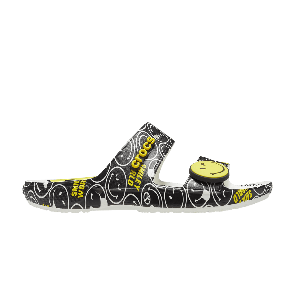 Сандалии Crocs SmileyWorld x Classic Sandal 'Black White'