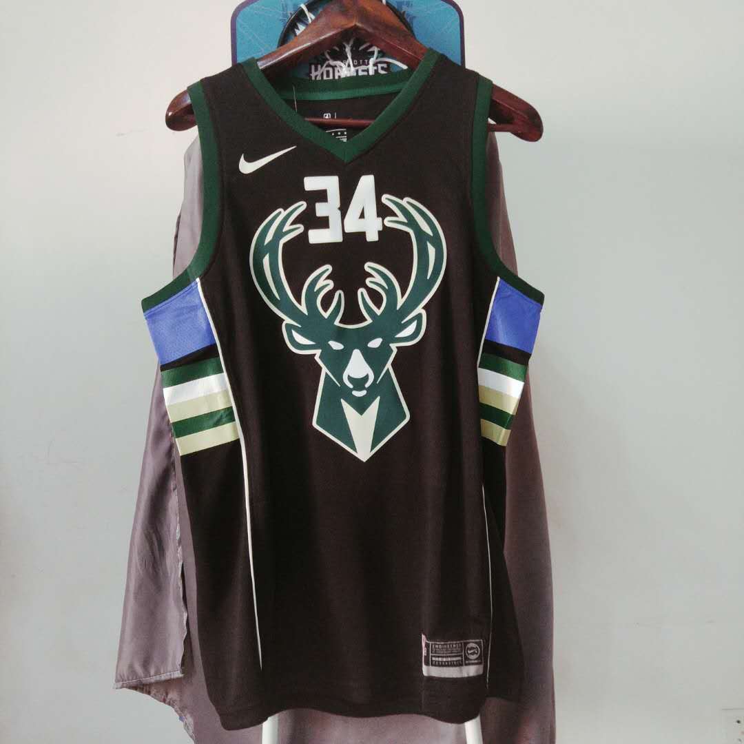Баскетбольная джерси 2017-18 Giannis Antetokounmpo Bucks #34 Statement Black
