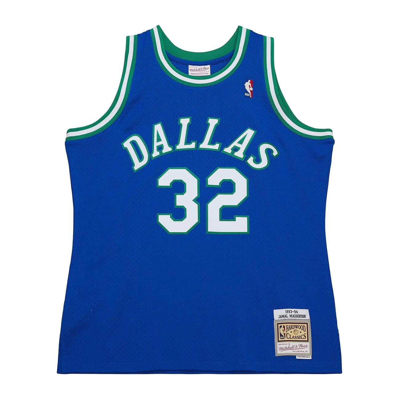 Баскетбольная джерси 1993-94 Dallas Mavericks Jamal Mashburn #32 Swingman Hardwood Classics Blue Jersey