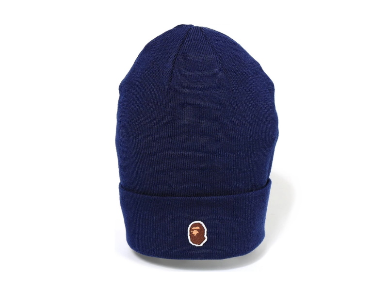 Шапка BAPE Ape Head One Point Beanie Navy