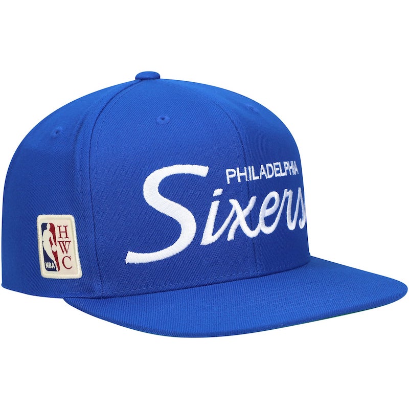 Mens-Mitchell-Ness-Royal-Philadelphia-76ers-Hardwood-Classics-Vintage-Script-Snapback-Hat-3
