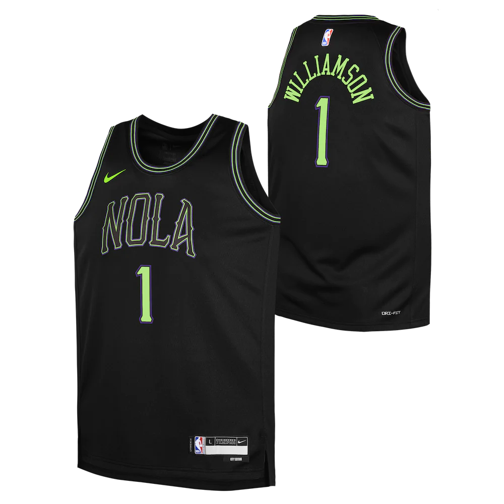 Баскетбольная джерси 2023-24 New Orleans Pelicans Zion Williamson #1 Youth Swingman City Edition Black Jersey