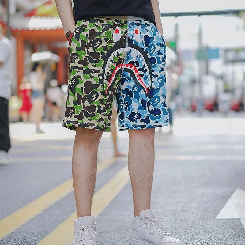 Спортивные шорты BAPE ABC Split Shark Shorts Green Blue