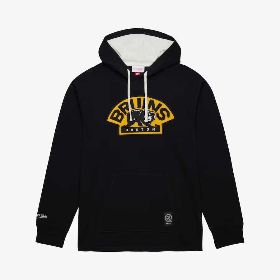 Худи Mitchell & Ness Black Boston Bruins Thermal Lightweight Pullover Hoodie
