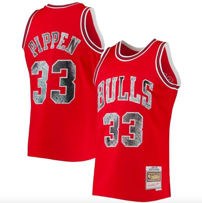Баскетбольная джерси 1996-97 Chicago Bulls #33 Scottie Pippen Mitchell & Ness 75th Anniversary Diamond Red Jersey