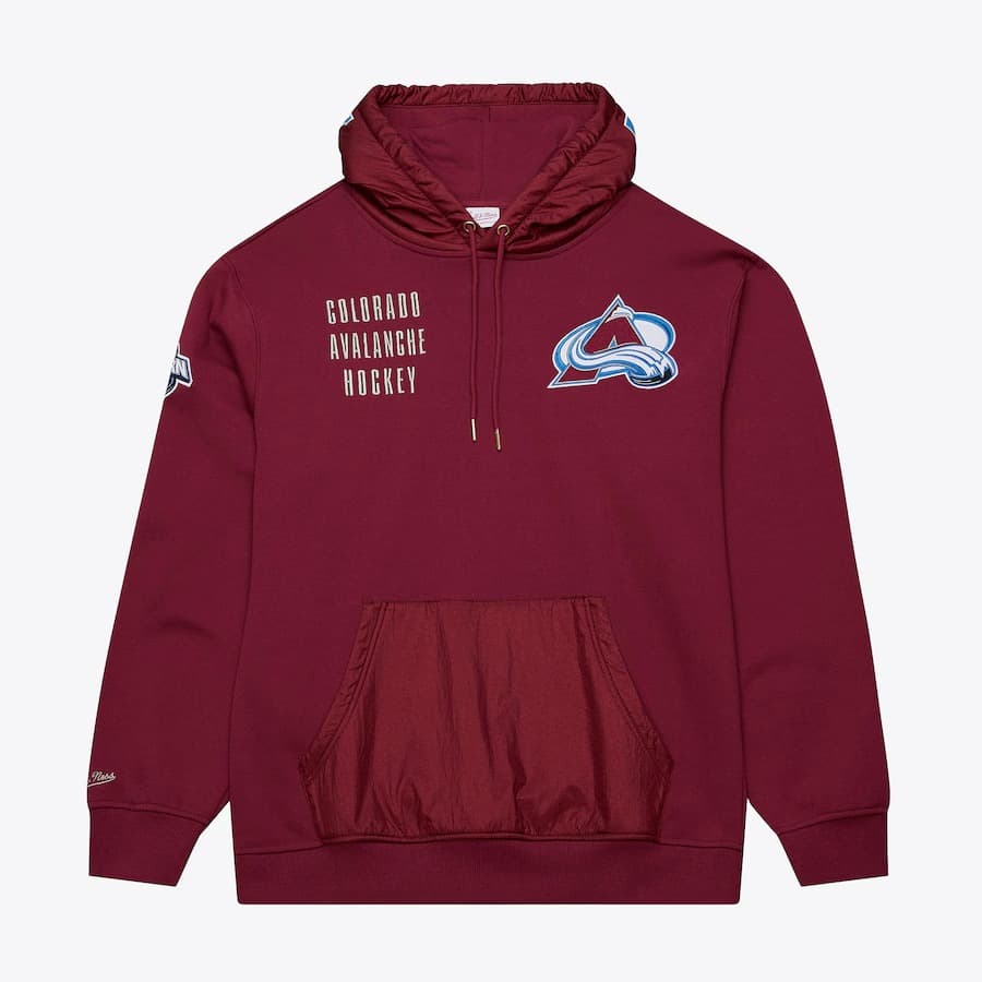 Худи Mitchell & Ness Cardinal Colorado Avalanche Polar Fleece Quarter-Zip Pullover Hoodie