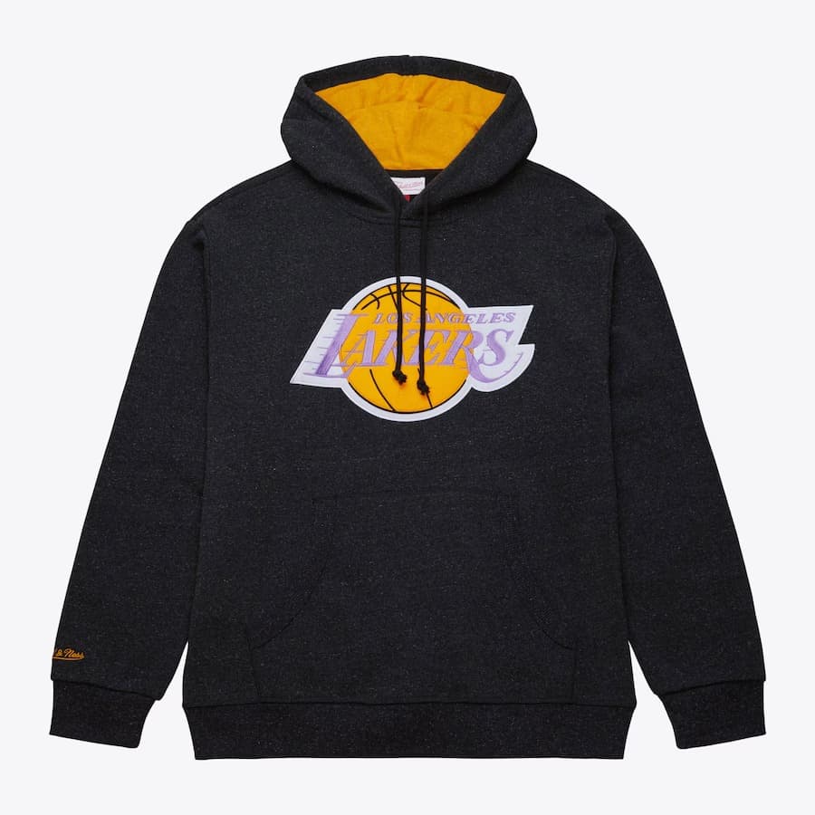 Худи Mitchell & Ness Black Los Angeles Lakers Snow Washed Fleece Pullover Hoodie