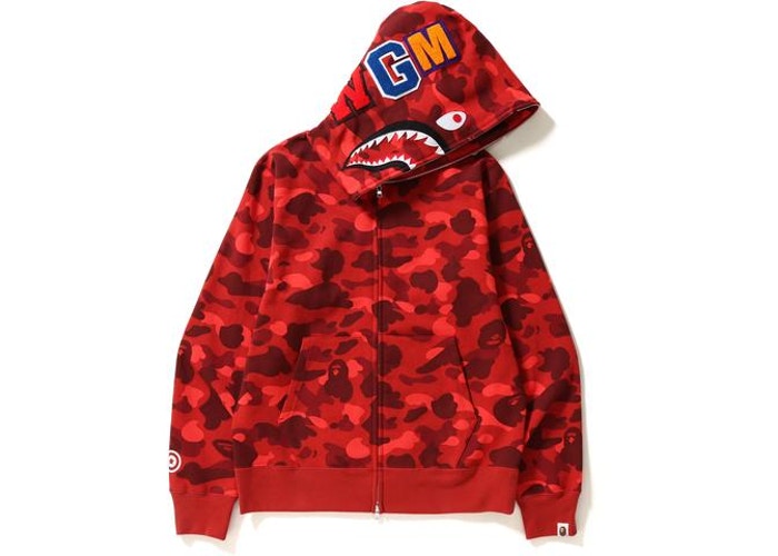 Худи BAPE Color Camo Shark Full Zip Hoodie Red