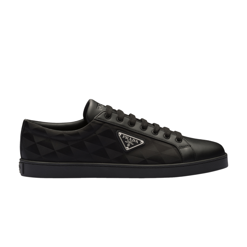 Кроссовки Prada Leather and Re-Nylon Sneaker 'Black Symbole Motif Pattern'