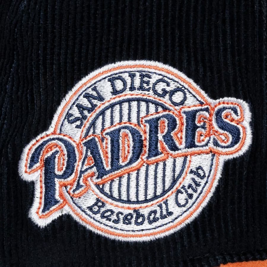 Бейсболка Mitchell & Ness Navy Orange San Diego Padres Cooperstown Collection Sueduroy Snapback Hat