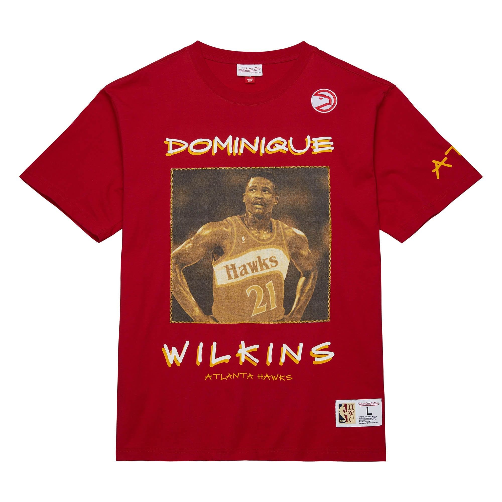 Футболка Mitchell & Ness Heavyweight Premium Player Tee Vintage Logo Atlanta Hawks Dominique Wilkins T-Shirt