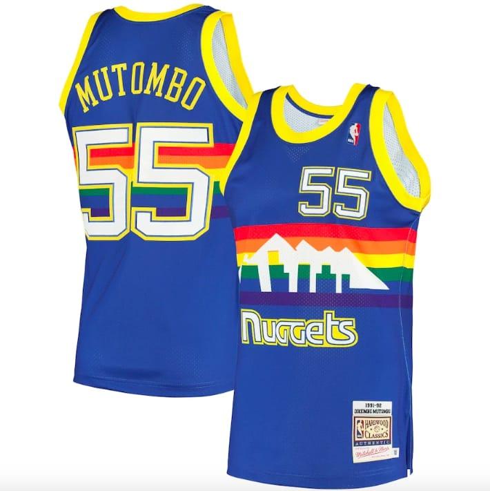 Баскетбольная джерси 1991 Denver Nuggets #55 Dikembe Mutombo Mitchell & Ness Hardwood Authentic Royal Jersey
