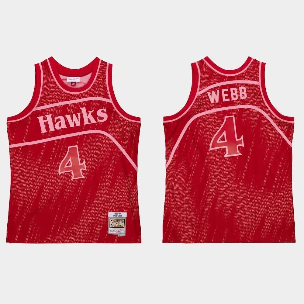 Баскетбольная джерси 1996-97 Atlanta Hawks #4 Spud Webb Hardwood  Red Monochrome Jersey
