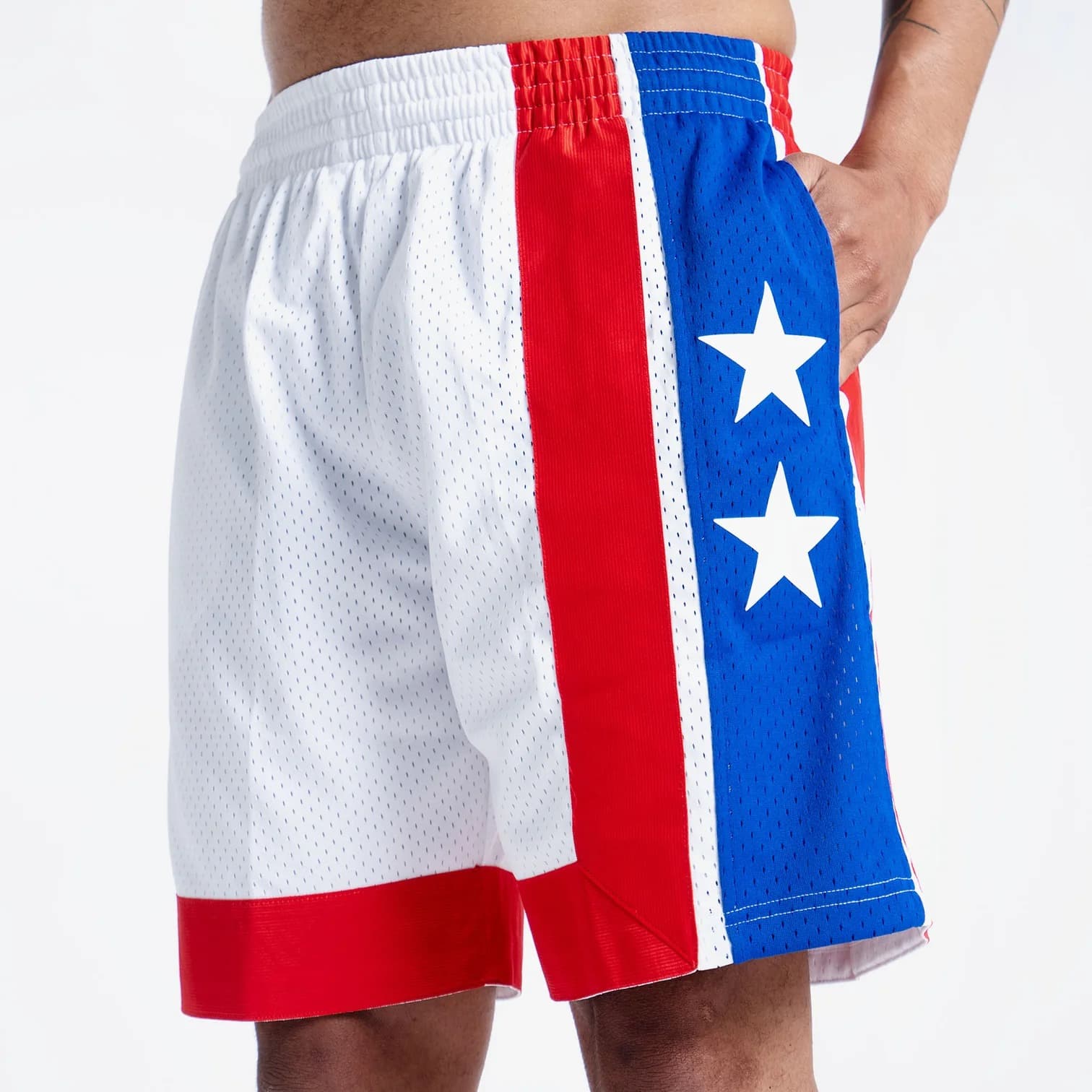 Спортивные шорты Mitchell & Ness New Jersey Nets 1973-74 Hardwood Classics Throwback Swingman NBA White Shorts
