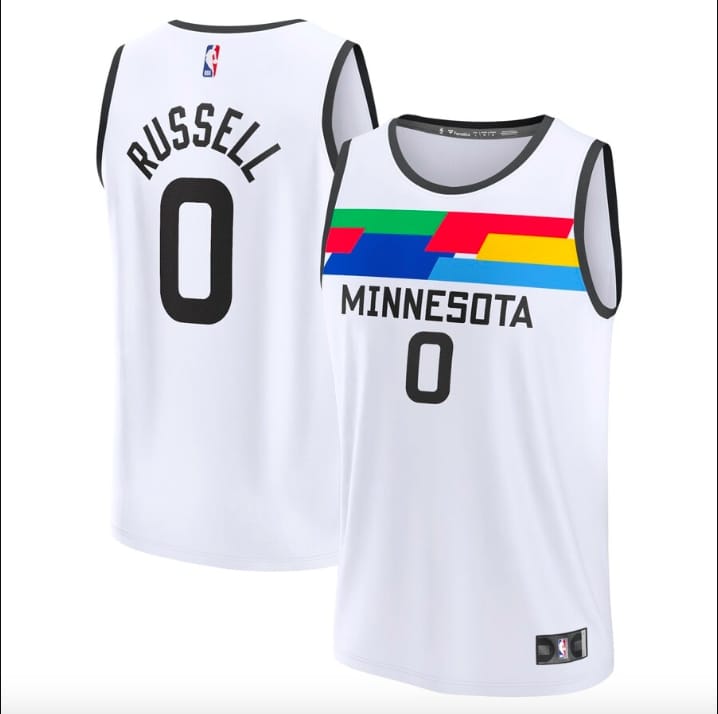Баскетбольная джерси 2022-23 Minnesota Timberwolves  #0 D’Angelo Russell Fast Break City White Jersey