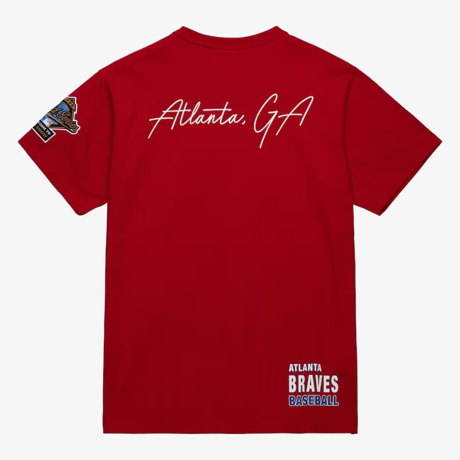 Футболка Mitchell & Ness Red Atlanta Braves Cooperstown Collection Hometown Vintage Logo T-Shirt