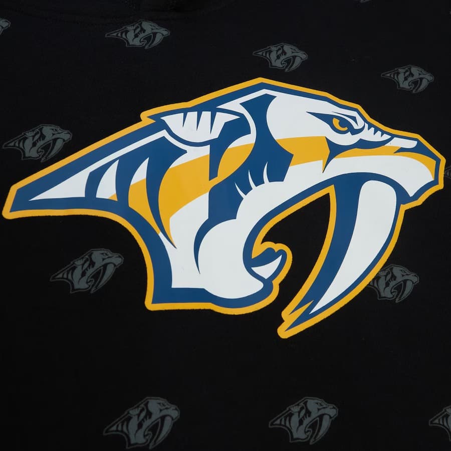 Худи Mitchell & Ness Black Nashville Predators Allover Print Fleece Pullover Hoodie