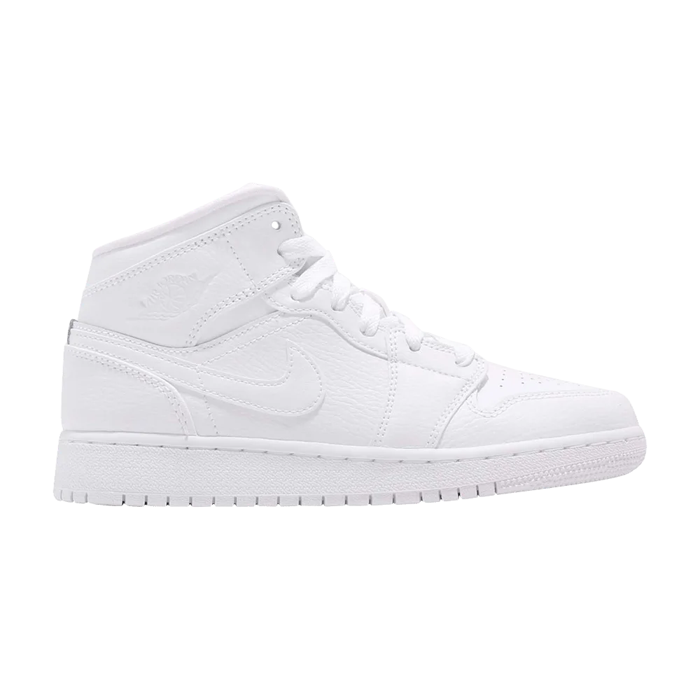 Кроссовки Air Jordan 1 Mid GS 'Triple White' 2019