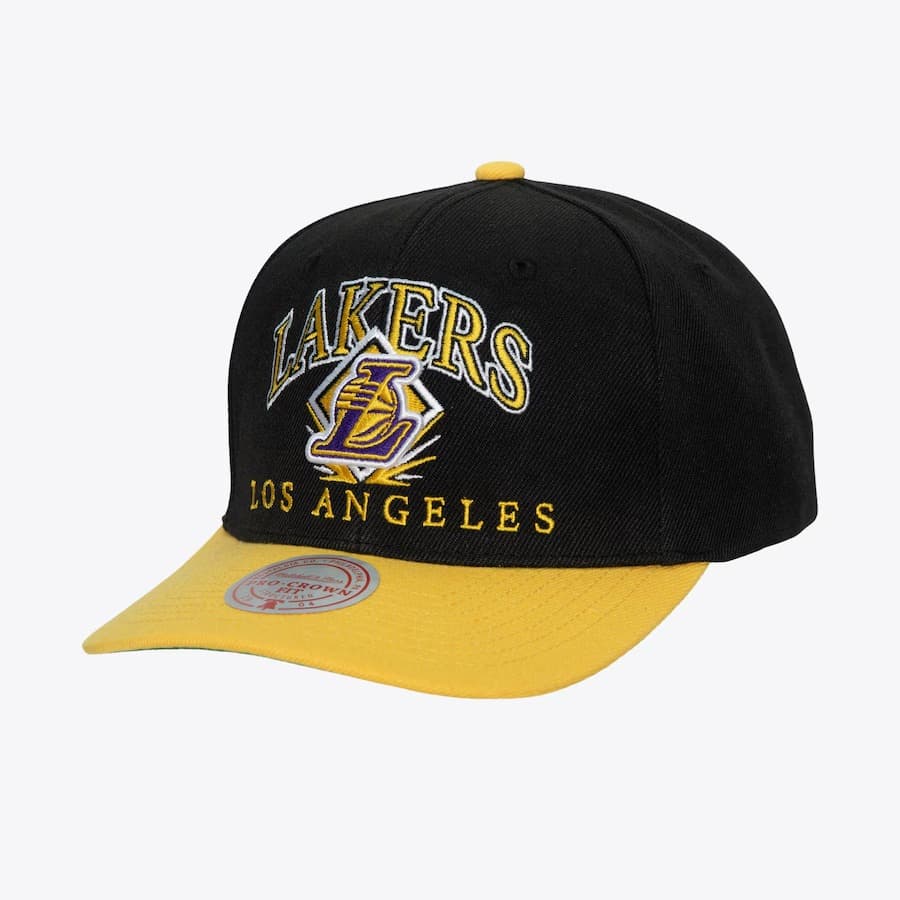 Бейсболка Mitchell & Ness Black Los Angeles Lakers High Crown All Pro Classic Snapback Hat