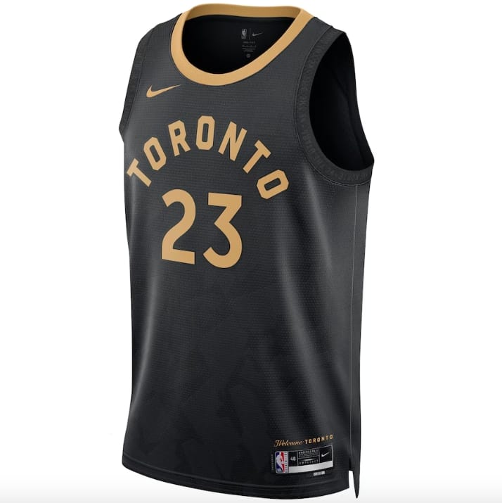 Баскетбольная джерси 2022-23 Toronto Raptors #23 Fred VanVleet  Swingman City Black Jersey