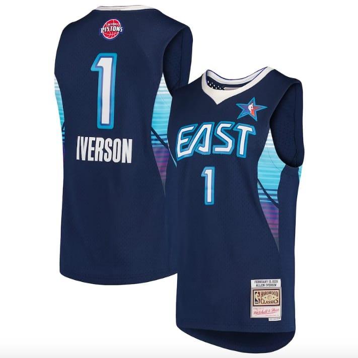 Баскетбольная джерси 2009 NBA All-Star Game Detroit Pistons #1 Allen Iverson Mitchell & Ness Swingman Navy Jersey
