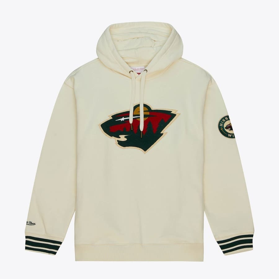 Худи Mitchell & Ness Cream Minnesota Wild Chainstitch Heavyweight Pullover Hoodie