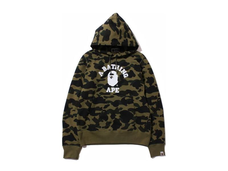 Худи BAPE 1st Camo College Pullover Hoodie (FW19) Green
