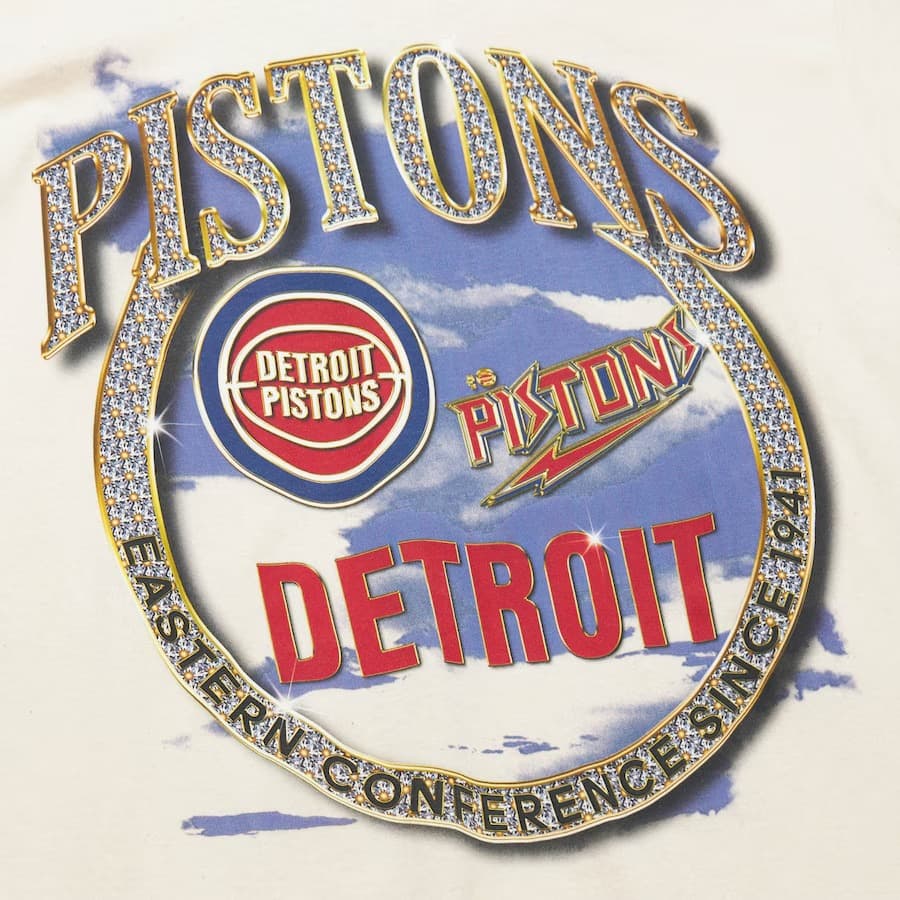 Футболка Mitchell & Ness Natural Detroit Pistons Hardwood Classics Crown Jewels T-Shirt