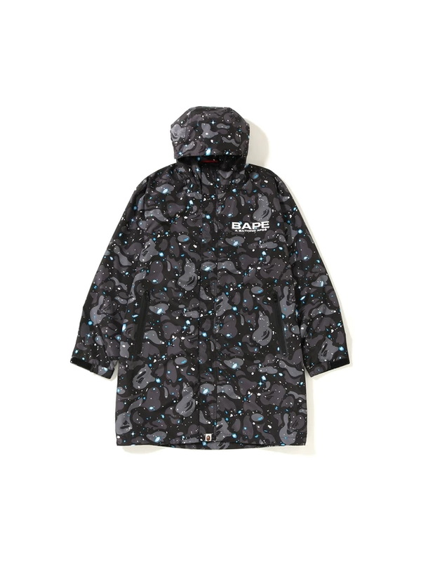 Куртка с капюшоном BAPE Space Camo Long Hoodie Jacket Black