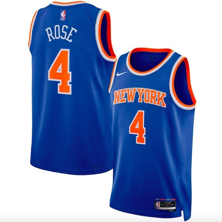 Баскетбольная джерси 2022-23 New York Knicks #4 Derrick Rose Swingman Icon Blue Jersey