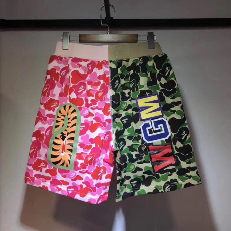 Спортивные шорты BAPE ABC Split Shark Shorts Green Pink