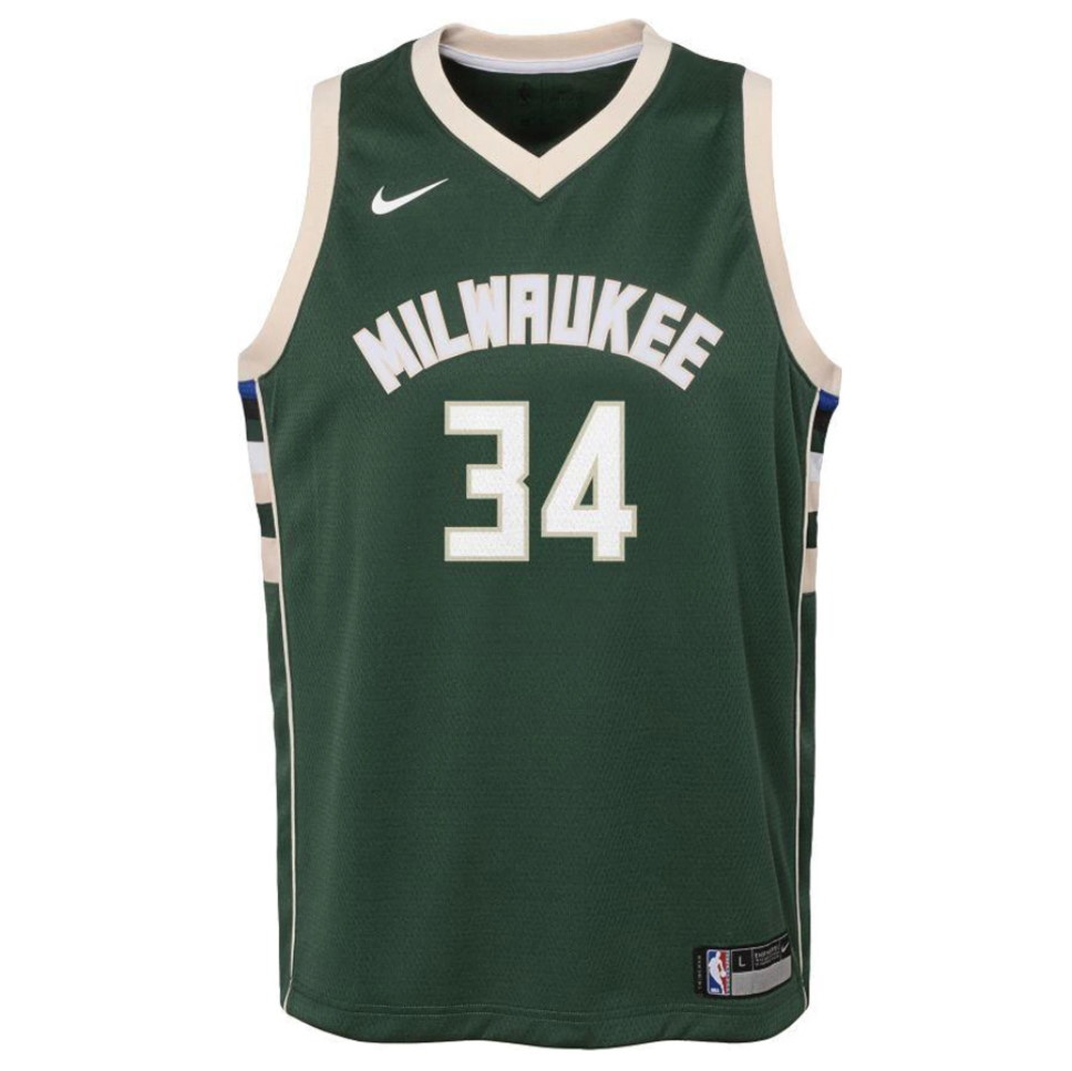 Баскетбольная джерси Nike Giannis Antetokounmpo Milwaukee Bucks 2021 Icon Edition Youth NBA Swingman Jersey