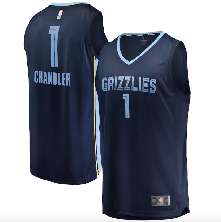 Баскетбольная джерси 2022 NBA Draft Second Round Pick Memphis Grizzlies #1 Kennedy Chandler Fast Break Icon Navy Jersey