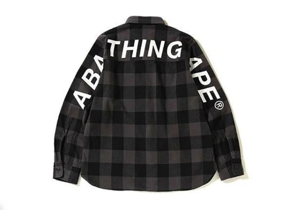 Рубашка BAPE Block Check Big Logo Shirt Black