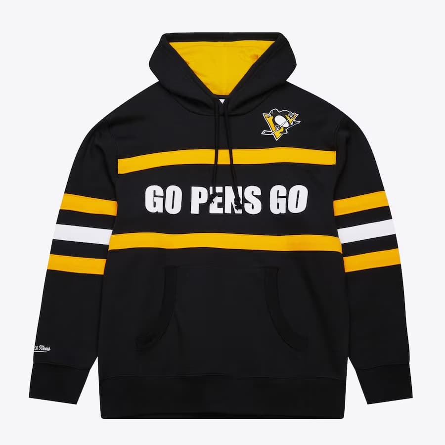 Худи Mitchell & Ness Black Pittsburgh Penguins Head Coach Fleece Pullover Hoodie